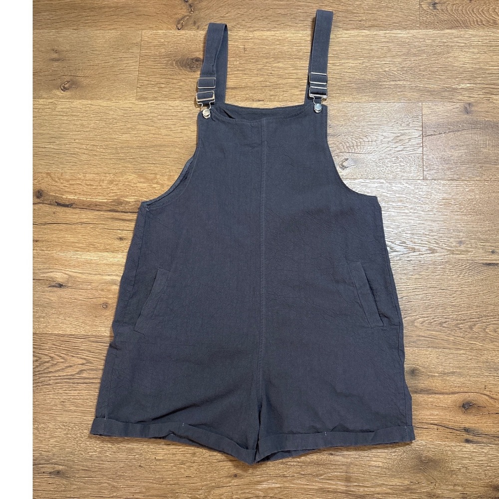 Fashion Charcoal Grey Cotton Linen Shortalls Overalls MZC-714 Womens Medium - Picture 2 of 12